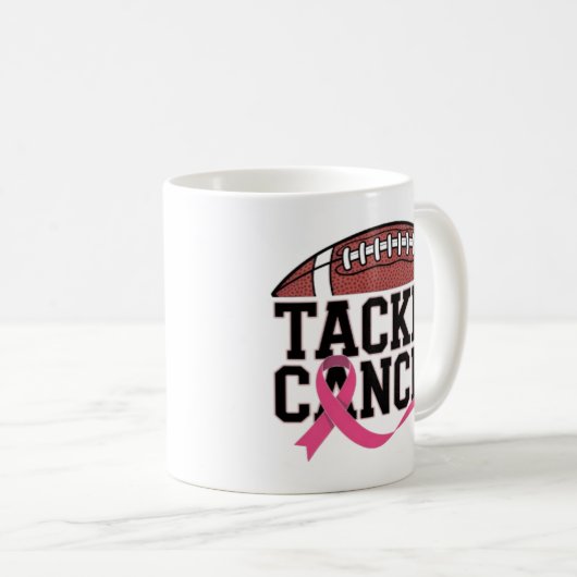 Tackle Cancer Pink Ribbon Design Koffiemok (Voorkant rechts)