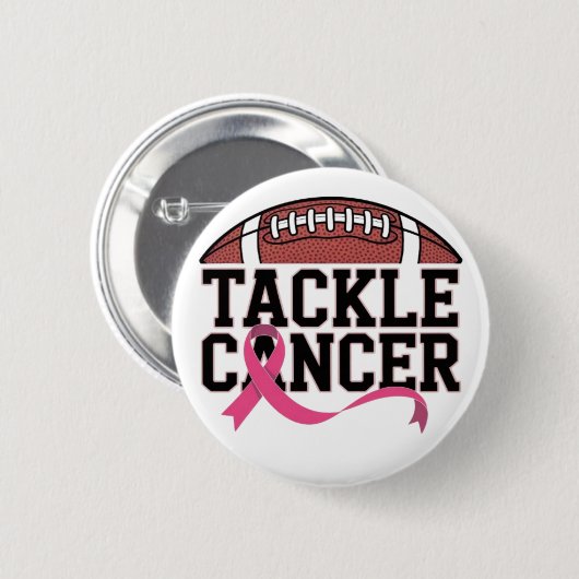 Tackle Cancer Pink Ribbon Design Ronde Button 5,7 Cm (Voorkant /achterkant)