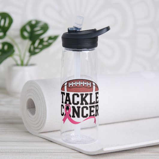 Tackle Cancer Roze Lint Ontwerp Waterfles (Yoga (Gedraaid) )