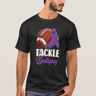 Tackle Epilepsy Awareness Day Warrior Football Pur T-shirt