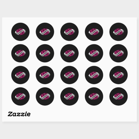 Tackle Football Ball Pink Ribbon Borstkanker AWA Ronde Sticker (Vel)