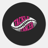 Tackle Football Ball Pink Ribbon Borstkanker AWA Ronde Sticker (Voorkant)