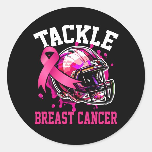 Tackle Football Borstkanker Awareness Pink Helme Ronde Sticker (Voorkant)