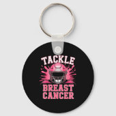 Tackle Football Breast Cancer Awareness Nk Ribbon  Sleutelhanger (Voorkant)