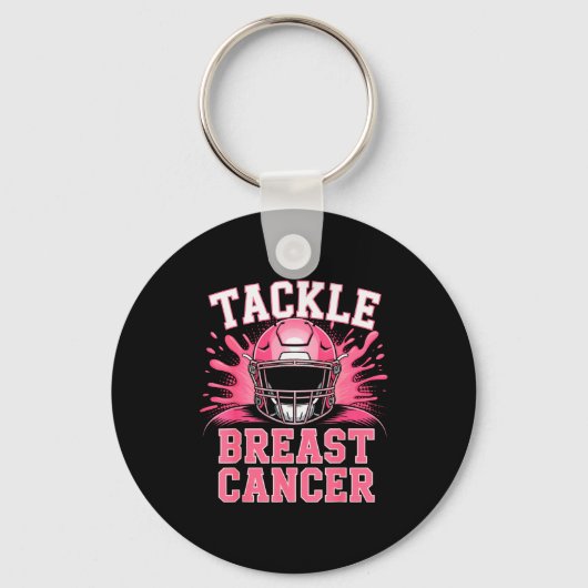 Tackle Football Breast Cancer Awareness Nk Ribbon  Sleutelhanger (Voorkant)