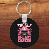 Tackle Football Breast Cancer Awareness Nk Ribbon  Sleutelhanger (Voorkant)