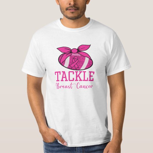 Tackle Football Roze Lint Borstkanker T-shirt (Voorkant)