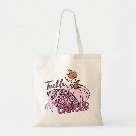 Tackle Kanker Voetbal Pompoen Borstkanker Tote Bag (Voorkant)