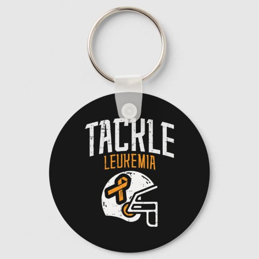 Tackle Leukemia Helmet Orange Ribbon Blood Cancer Sleutelhanger (Voorkant)