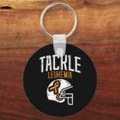 Tackle Leukemia Helmet Orange Ribbon Blood Cancer Sleutelhanger (Voorkant)