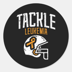 Tackle Leukemie Helm Oranje Lint Bloedkanker  Ronde Sticker