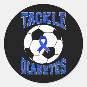 Tackle Soccer Blue Ribbon Tackle Diabetes Awarenes Ronde Sticker