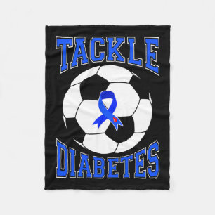 Tackle Soccer Blue Ribbon Tackle Diabetes Bewustzi Fleece Deken