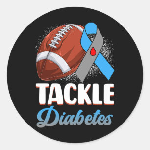 Tackle Type 1 Diabetes Awareness Football Blauw en Ronde Sticker