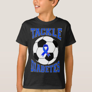 Tackle Voetbal Blauwe Lint Tackle Diabetes Bewustz T-shirt