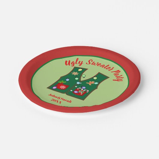 Tacky Christmas Lights Ugly Sweater party Papieren Bordje (Gekanteld)