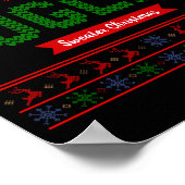 Tacky Christmas Nordic Knit Pattern Red Green Ugly Poster (Hoek)