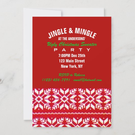 Tacky Christmas Ugly Sweater Party Kaart (Achterkant)