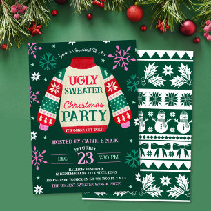 Tacky Feestelijke Lelijke Trui Party Rood en Groen Kaart
