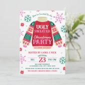 Tacky Feestelijke Lelijke Trui Party Rood en Groen Kaart (Staand voorkant)