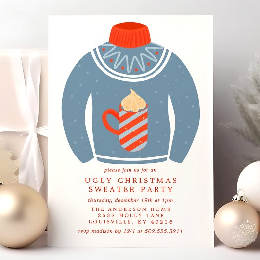 Tacky Hot Cocaca Ugly KerstSweater Party Kaart