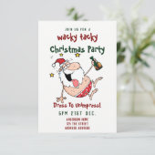 TACKY-kerstfeest Uitnodiging Funny DRINK Santa (Staand voorkant)