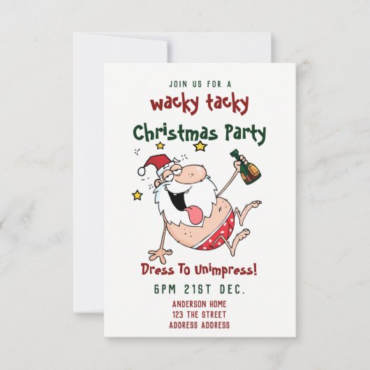 TACKY Kerstfeest Uitnodiging Grappige LADDER Zat K (Voorkant)