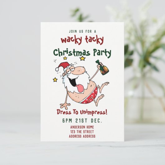 TACKY Kerstfeest Uitnodiging Grappige LADDER Zat K (Staand voorkant)