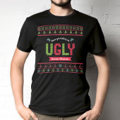 Tacky Kerstmis Nordic Knit Pattern Green Red Ugly T-shirt