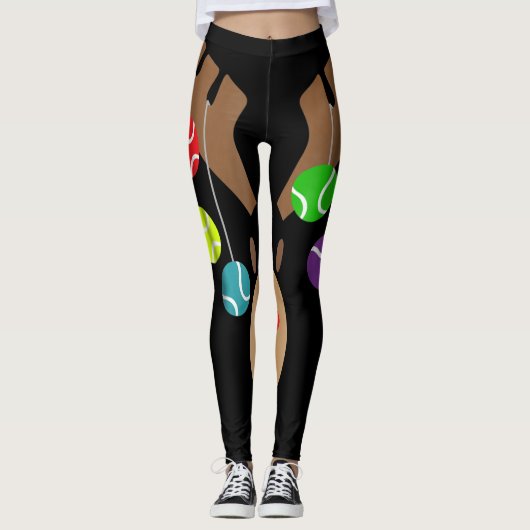 Tacky Kerstmis Tennis Rendier met Tennisbal Leggings (Voorkant)
