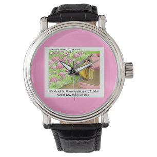 Tacky Roze Flamingo's Grappige Unisex Horloge