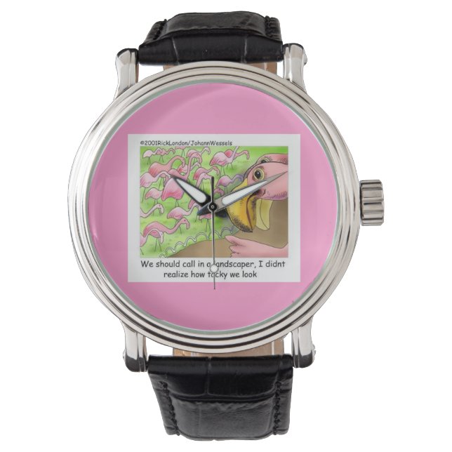 Tacky Roze Flamingo's Grappige Unisex Horloge (Voorkant)