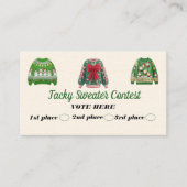 Tacky Sweater Contest Voting Cards Contactkaartje (Voorkant)