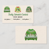 Tacky Sweater Contest Voting Cards Contactkaartje (Voorkant / Achterkant)