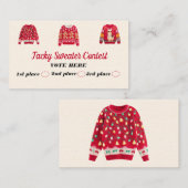 Tacky Sweater Contest Voting Cards Contactkaartje (Voorkant / Achterkant)