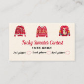 Tacky Sweater Contest Voting Cards Contactkaartje (Voorkant)