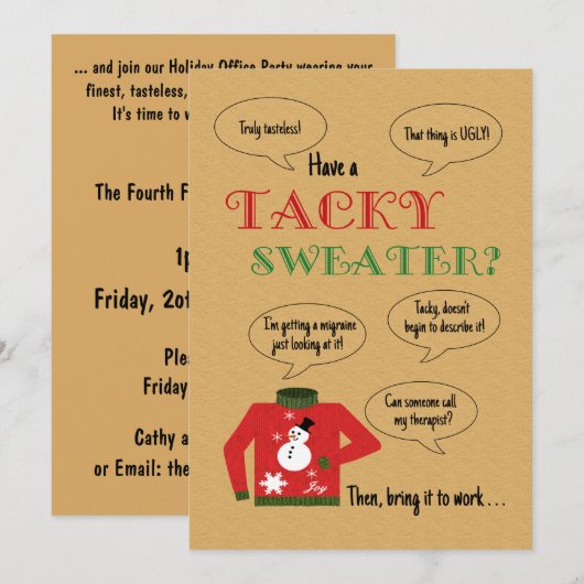 Tacky Sweater Kantoor kerstparty Kaart (Voorkant / Achterkant)