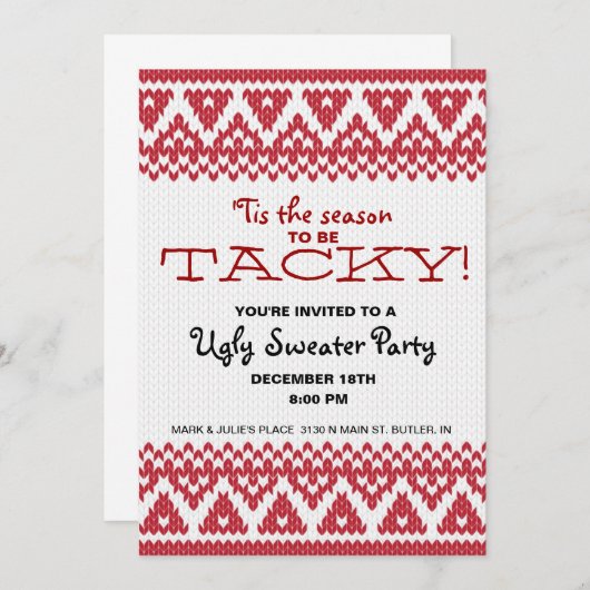 Tacky Sweater Party Kaart (Voorkant / Achterkant)