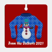 Tacky Ugly kerstSweater personaliseren Metalen Ornament (Achterkant)