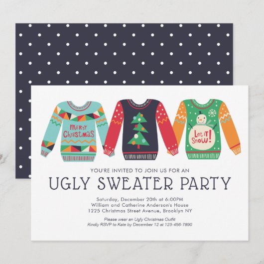 Tacky Ugly Sweater Christmas Retro Vakantie Feest Kaart (Voorkant / Achterkant)