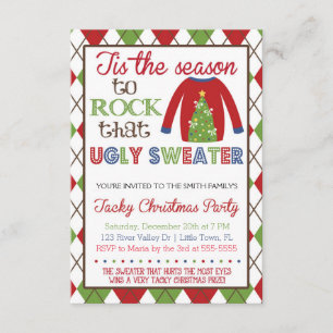 Tacky Ugly Sweater Holiday Party Kaart