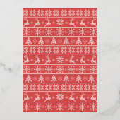 Tacky Ugly Sweater kerstparty Green Real Gold Folie Uitnodiging (Achterkant)