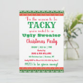 Tacky Ugly Sweater Kerstparty Kaart (Staand voorkant)