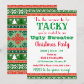 Tacky Ugly Sweater Kerstparty Kaart (Voorkant / Achterkant)