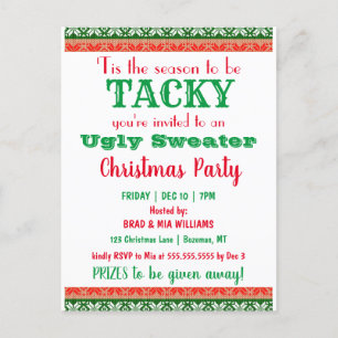 Tacky Ugly Sweater Kerstparty Uitnodiging