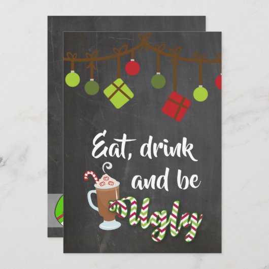 Tacky Ugly Sweater Kerstparty Uitnodiging (Voorkant / Achterkant)