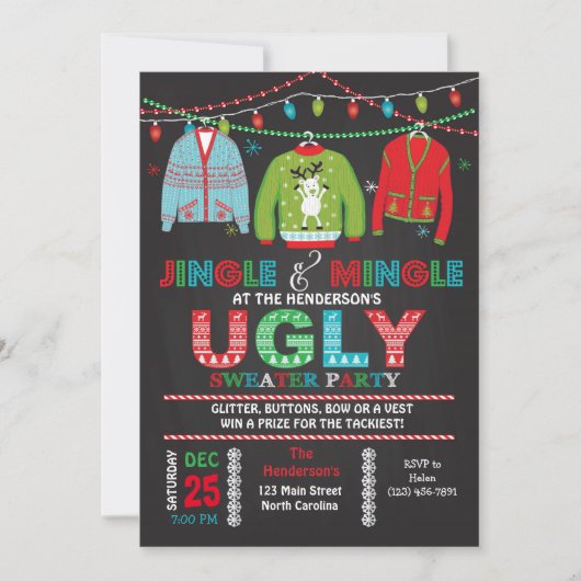 Tacky Ugly Sweater Kerstparty Uitnodiging (Voorkant)