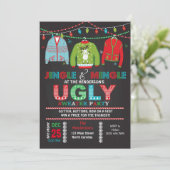 Tacky Ugly Sweater Kerstparty Uitnodiging (Staand voorkant)