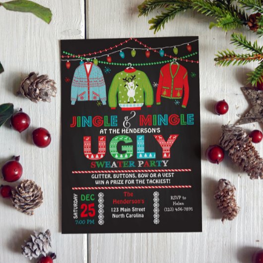 Tacky Ugly Sweater Kerstparty Uitnodiging