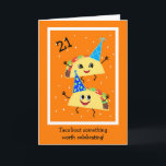 Taco 21st Birthday Card Kaart<br><div class="desc">Deze humoristische taco-verjaardagskaart is aanpasbaar voor elke leeftijd — klik gewoon op de '21' en verander de leeftijd aan de voorkant,  en op de tekst aan elke gewenste leeftijd. Het is ook aanpasbaar met je persoonlijke bericht.</div>